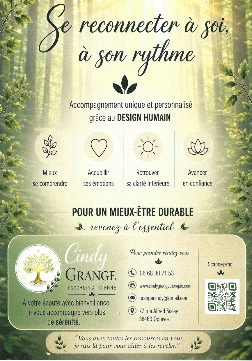 flyer de l'activité de Cindy Grange