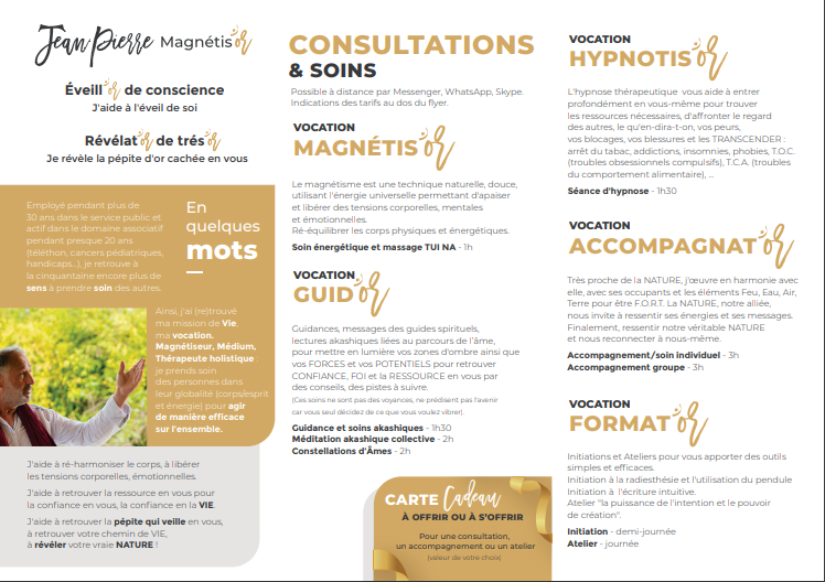 flyer de l'activité de Jean Pierre Lardet