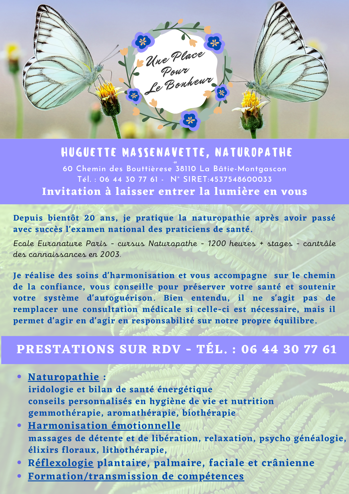 carte de visite de Huguette Massenavette